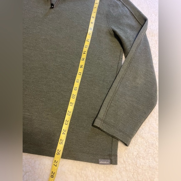 Eddie Bauer Men's Quarter-Zip Heather Green Pullover Sweater Men’s Medium - Picture 4 of 5